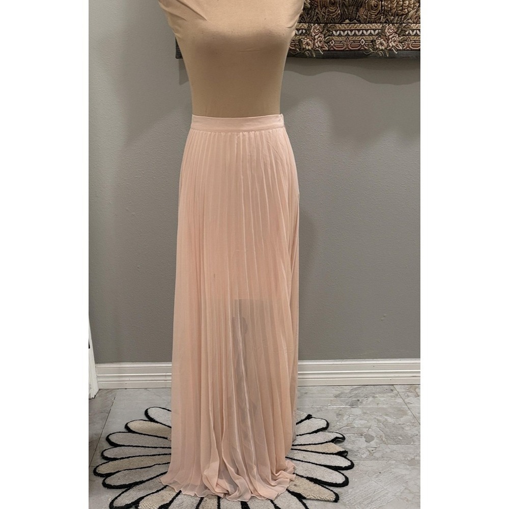 Bebe Skirt Womens Small Pink Pleated Chiffon Maxi Lined Zip Back High Waist
